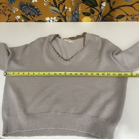 nation ltd Women’s sienna frayed sweater Sz M Baby Alpaca Cotton Fall Neutral - Picture 6 of 8